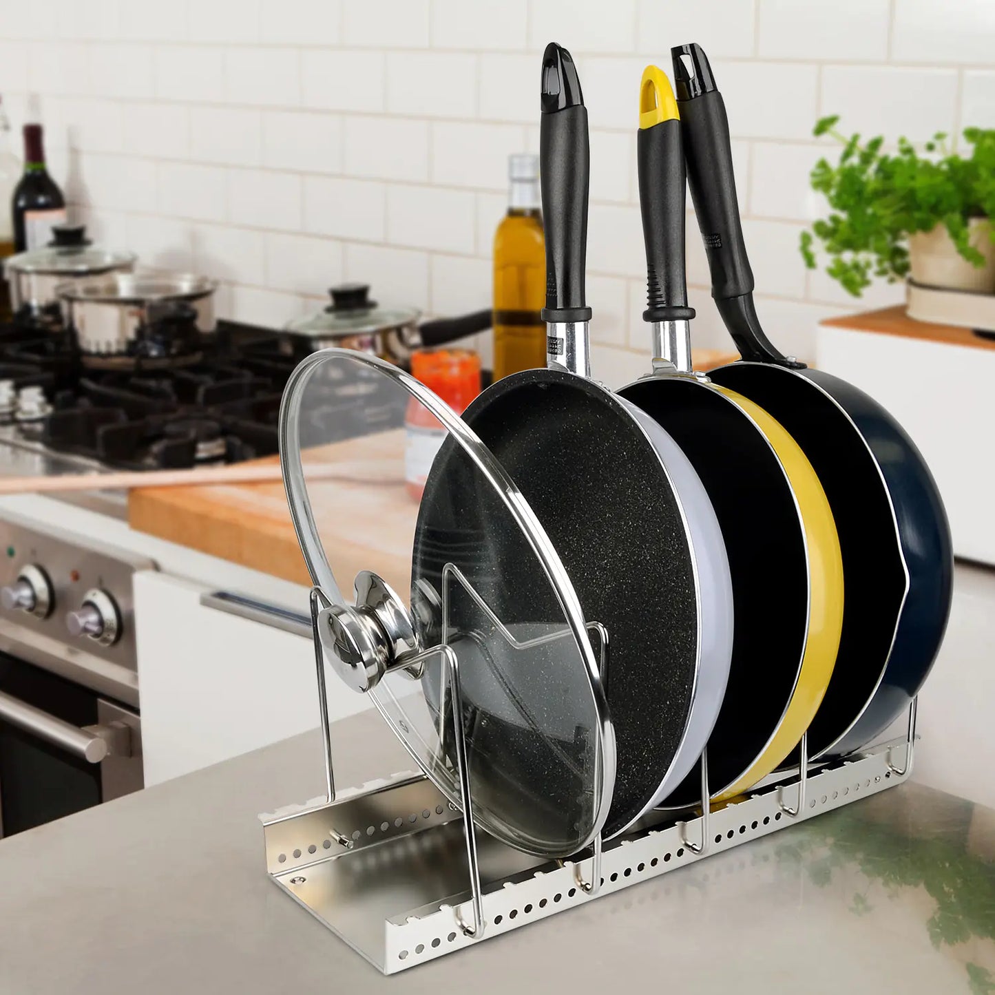 Multifunctional Pot Lid Storage Rack for Kitchen