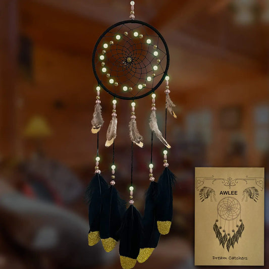 Dream Catchers Handmade Feather Native Home Wall Decoration Black